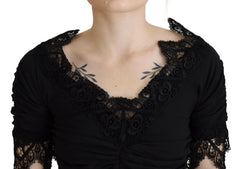 Dolce & Gabbana Black Sheath Midi Bodycon Lace Silk Dress -   -  Dolce & Gabbana.
