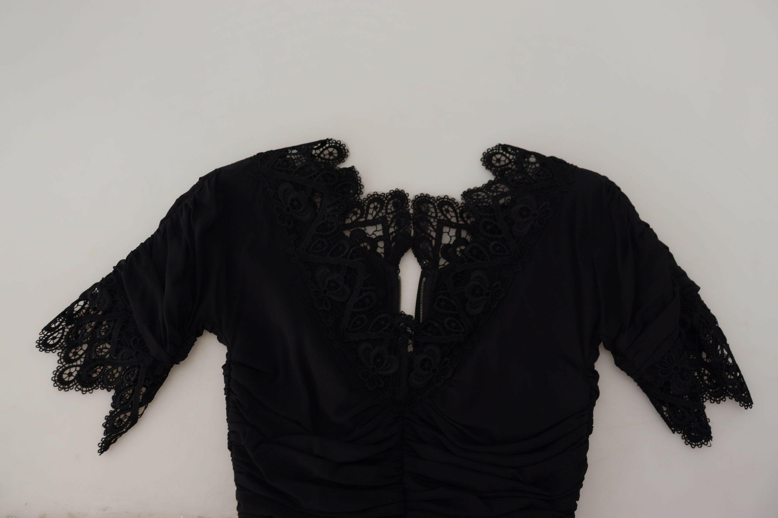 Dolce & Gabbana Black Sheath Midi Bodycon Lace Silk Dress -   -  Dolce & Gabbana. Dolce & Gabbana Black Sheath Midi Bodycon Lace Silk Dress -   -  Dolce & Gabbana.