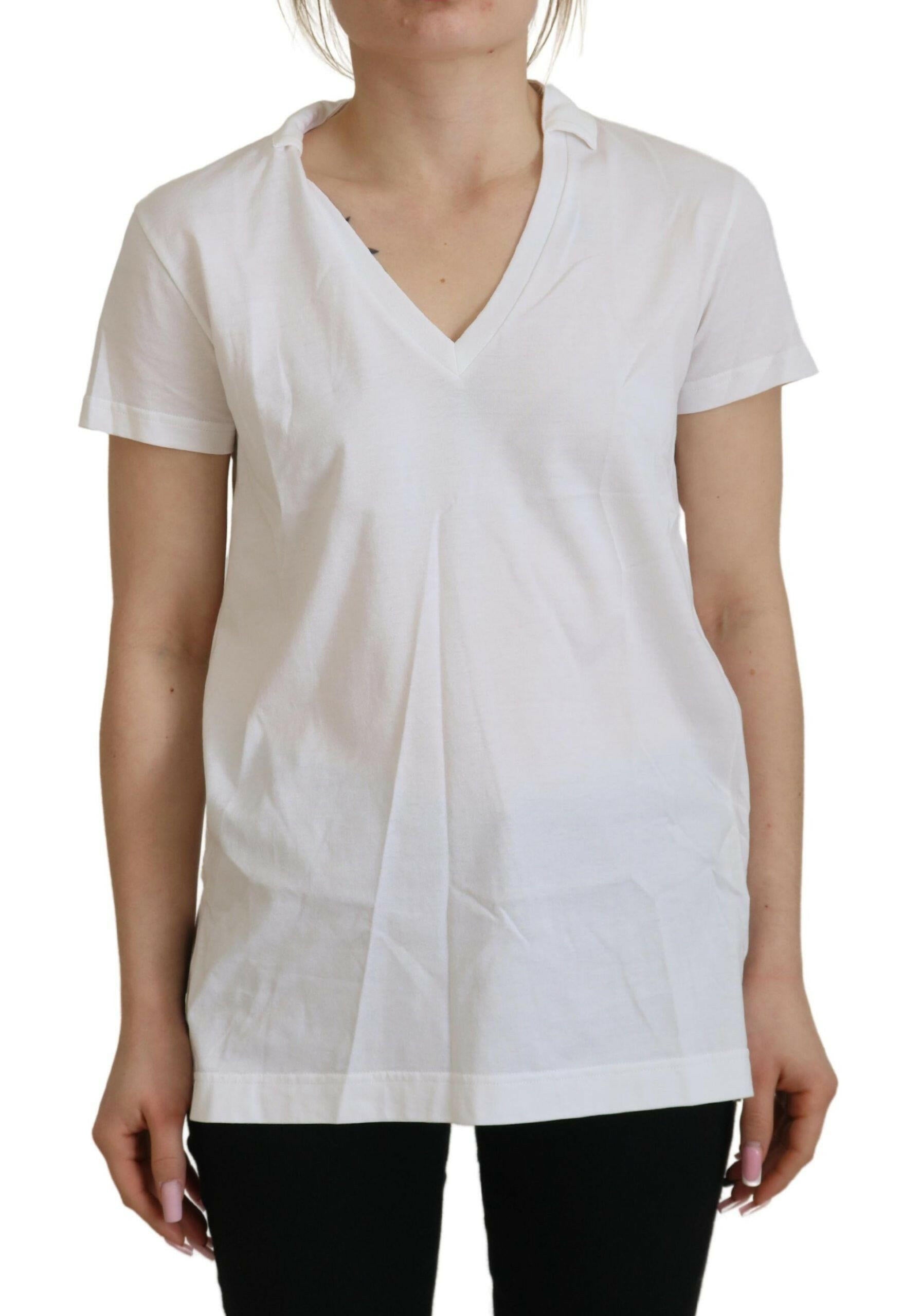 Dolce & Gabbana White Short Sleeve V-neck Cotton Top Blouse T-shirt -   -  Dolce & Gabbana.