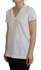 Dolce & Gabbana White Short Sleeve V-neck Cotton Top Blouse T-shirt -   -  Dolce & Gabbana.