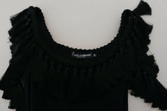 Dolce & Gabbana Black Tank Top Blouse Tassle Cotton Blouse -   -  Dolce & Gabbana.