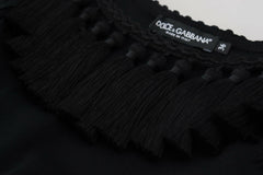 Dolce & Gabbana Black Tank Top Blouse Tassle Cotton Blouse -   -  Dolce & Gabbana.