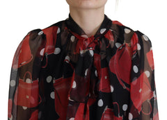 Dolce & Gabbana Black Red Sicily Bag Silk Shirt Top Blouse -   -  Dolce & Gabbana.