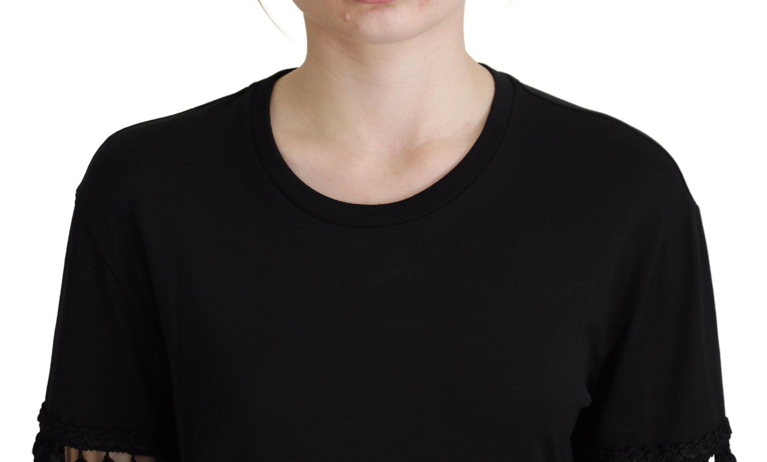 Dolce & Gabbana Black T-shirt Blouse Tassle Cotton Blouse -   -  Dolce & Gabbana. Dolce & Gabbana Black T-shirt Blouse Tassle Cotton Blouse -   -  Dolce & Gabbana.