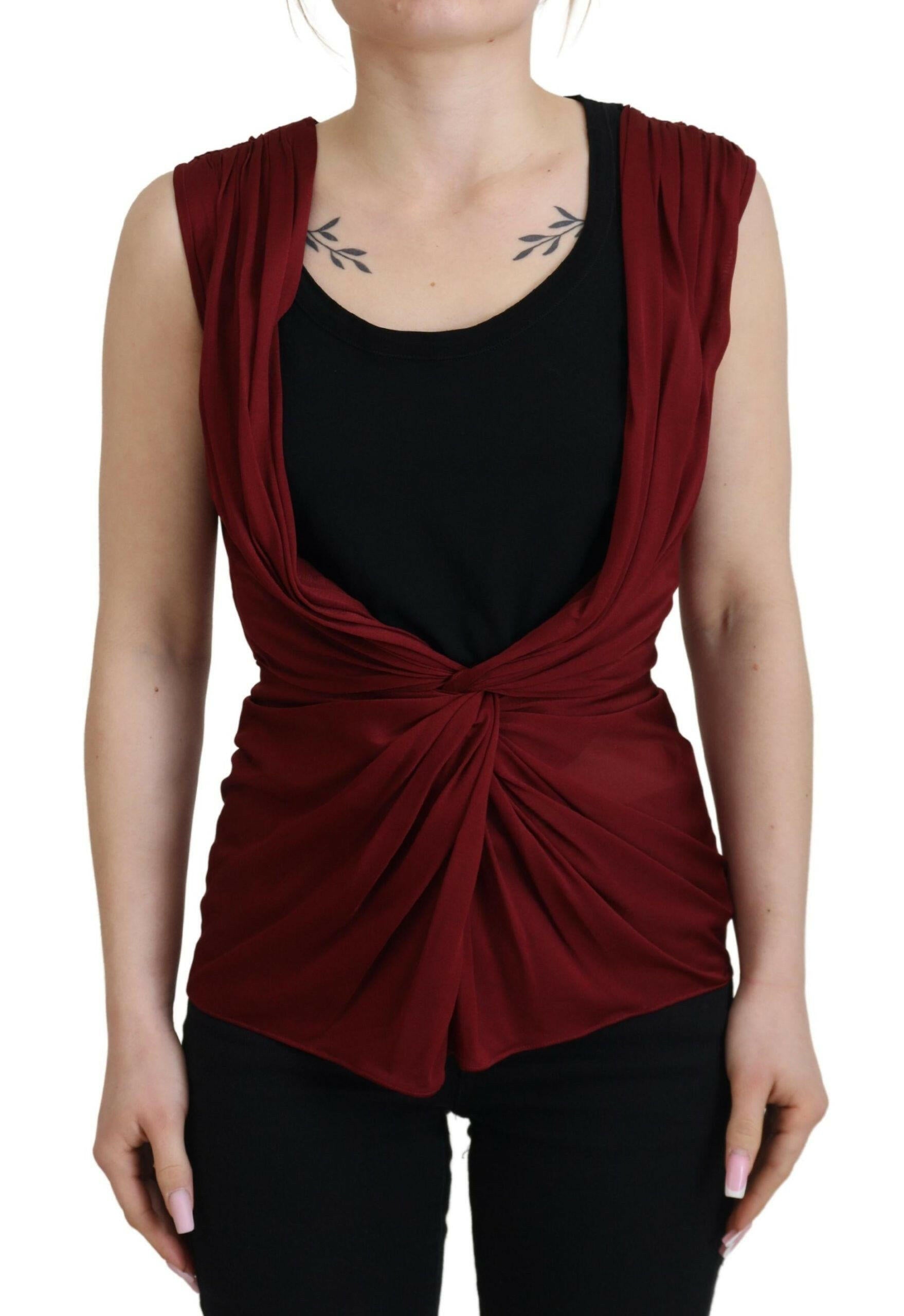 Dolce & Gabbana Bordeaux Silk Stretch Top Vest Blouse -   -  Dolce & Gabbana.