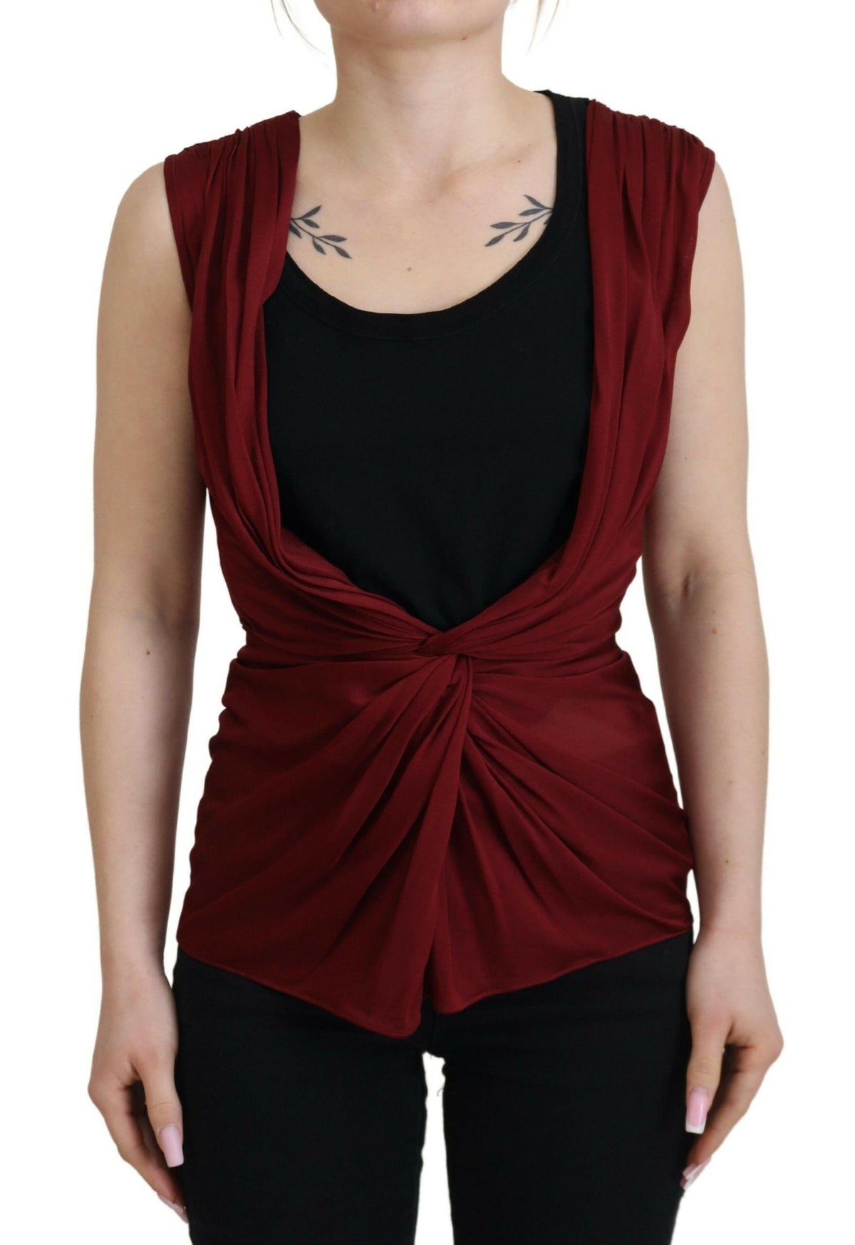 Dolce & Gabbana Bordeaux Silk Stretch Top Vest Blouse -   -  Dolce & Gabbana.