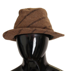 Dolce & Gabbana Brown Fedora Striped Print Summer Hat -   -  Dolce & Gabbana.