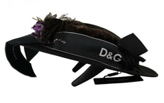 Dolce & Gabbana Black Lapil Crystal Heart Feather Brooch Fedora Hat -   -  Dolce & Gabbana.