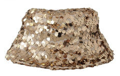 Dolce & Gabbana Gold Silk Sequin Embellished Designer Brim Bucket Hat -   -  Dolce & Gabbana.