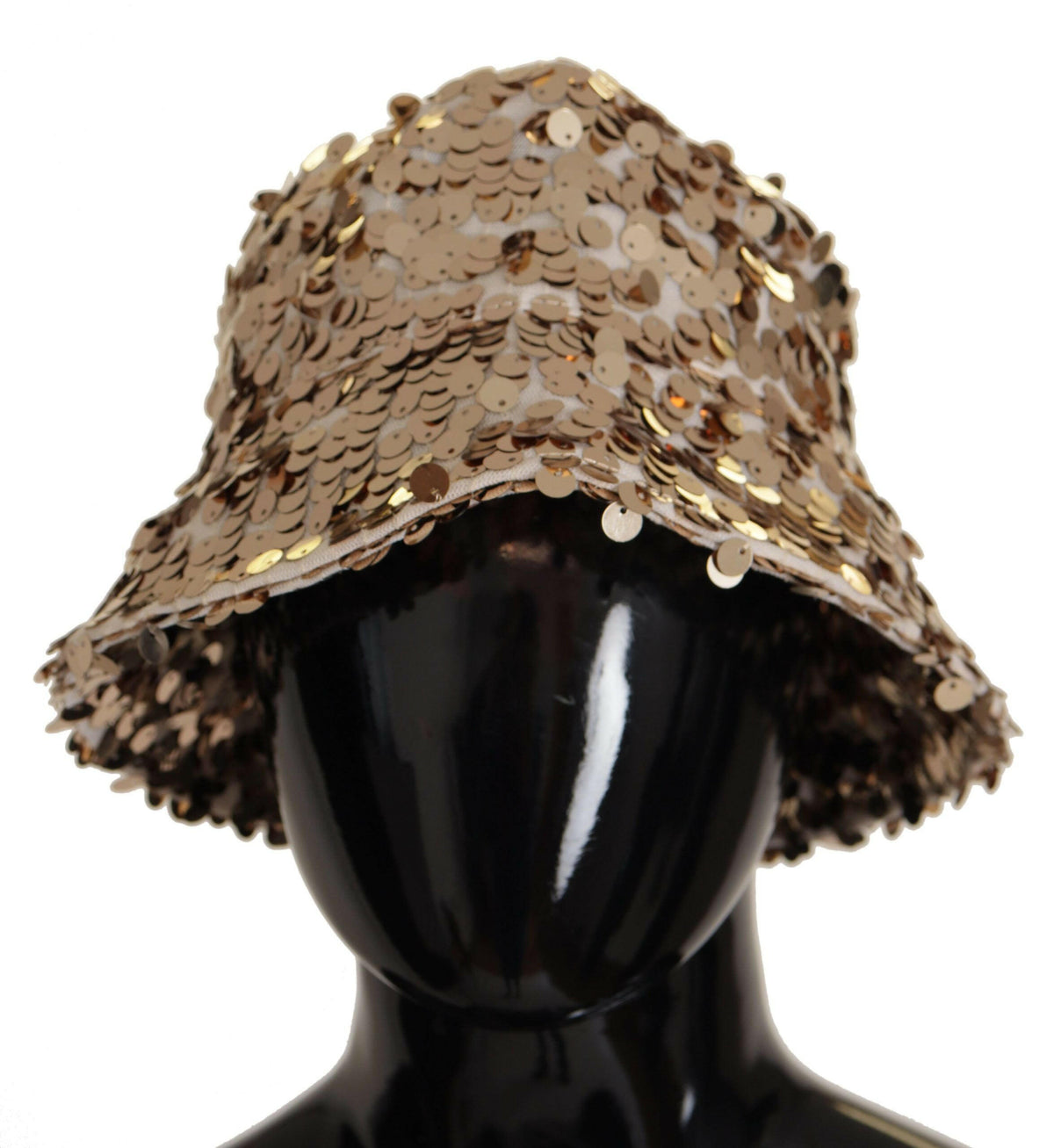 Dolce & Gabbana Gold Silk Sequin Embellished Designer Brim Bucket Hat -   -  Dolce & Gabbana.