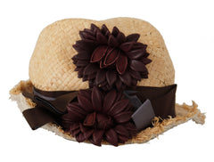 Dolce & Gabbana Yellow Ribbon Floral Embellished Straw Hat -   -  Dolce & Gabbana.