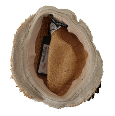 Dolce & Gabbana Yellow Ribbon Floral Embellished Straw Hat -   -  Dolce & Gabbana.