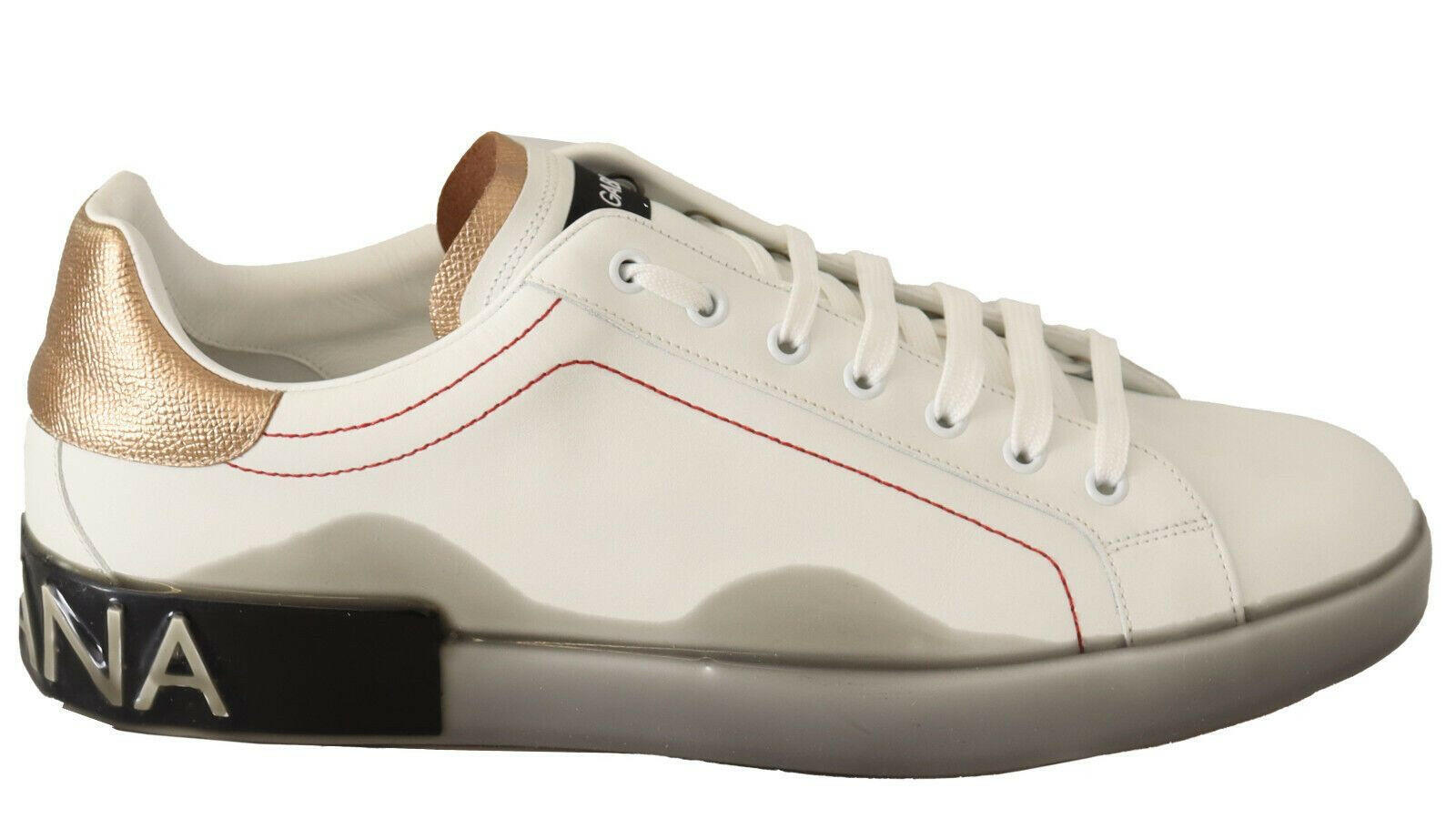 Dolce & Gabbana White Gold Leather Low Top Sneakers Casual Shoes -   -  Dolce & Gabbana.
