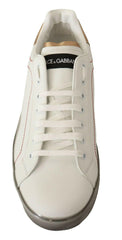 Dolce & Gabbana White Gold Leather Low Top Sneakers Casual Shoes -   -  Dolce & Gabbana.