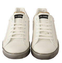 Dolce & Gabbana White Gold Leather Low Top Sneakers Casual Shoes -   -  Dolce & Gabbana.