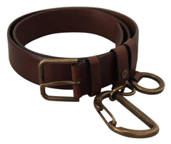 Dolce & Gabbana Brown Leather Gold Metal Buckle Carabiner Belt -   -  Dolce & Gabbana.