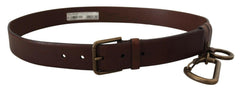 Dolce & Gabbana Brown Leather Gold Metal Buckle Carabiner Belt -   -  Dolce & Gabbana.