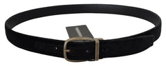 Dolce & Gabbana Black Velvet Leather Antique Metal Buckle -   -  Dolce & Gabbana.