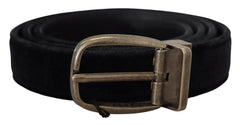 Dolce & Gabbana Black Velvet Leather Antique Metal Buckle -   -  Dolce & Gabbana.