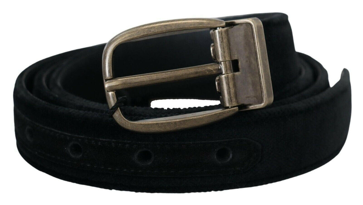 Dolce & Gabbana Black Velvet Leather Antique Metal Buckle -   -  Dolce & Gabbana.