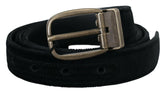 Dolce & Gabbana Black Velvet Leather Antique Metal Buckle -   -  Dolce & Gabbana.