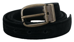 Dolce & Gabbana Black Velvet Leather Antique Metal Buckle -   -  Dolce & Gabbana.