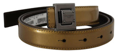 Dolce & Gabbana Gold Leather Silver Square Metal Buckle Belt -   -  Dolce & Gabbana.