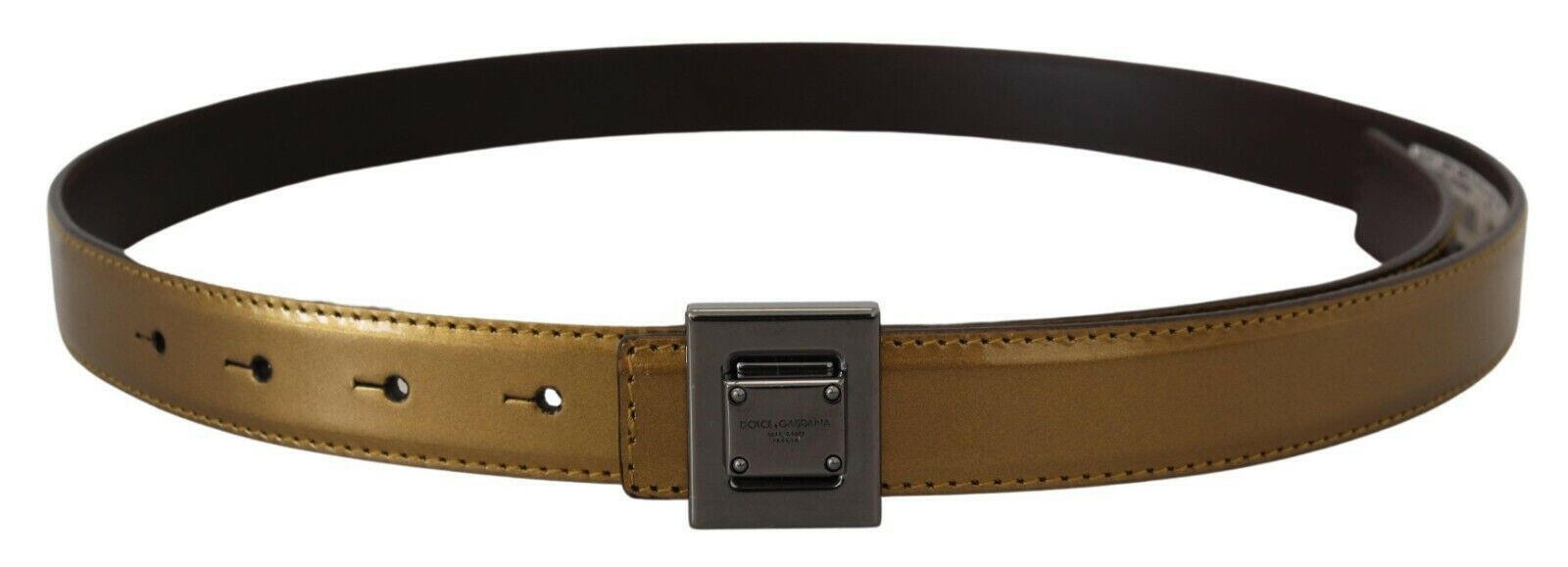 Dolce & Gabbana Gold Leather Silver Square Metal Buckle Belt -   -  Dolce & Gabbana. Dolce & Gabbana Gold Leather Silver Square Metal Buckle Belt -   -  Dolce & Gabbana.