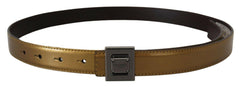 Dolce & Gabbana Gold Leather Silver Square Metal Buckle Belt -   -  Dolce & Gabbana.