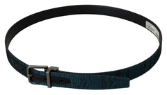 Dolce & Gabbana Blue Jacquard Moire Silver Metal Belt Men -   -  Dolce & Gabbana.