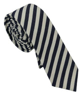 Denny Rose White Blue Striped Classic Adjustable Men Silk Tie -  Neckties, Men -  Denny Rose.