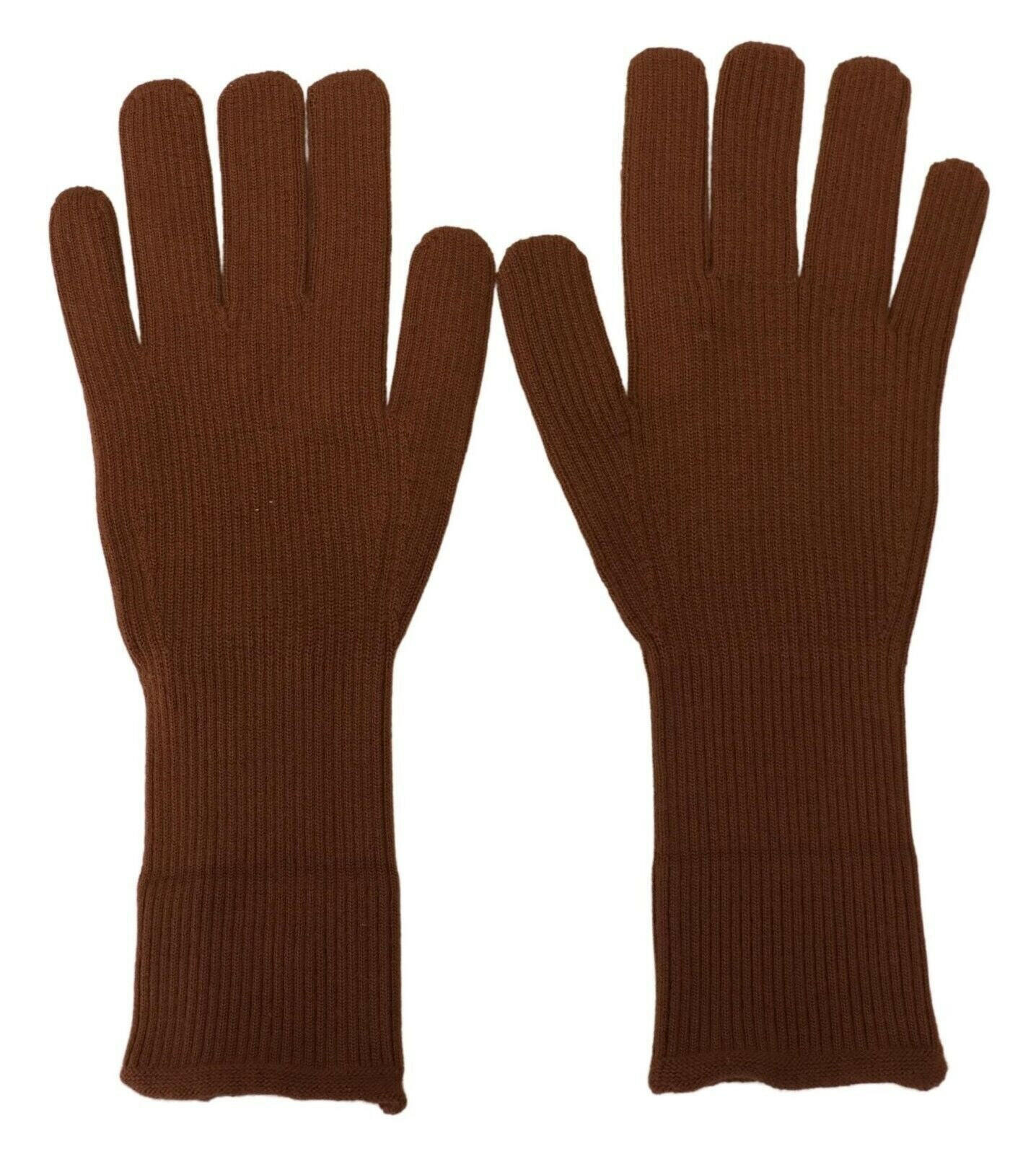 Dolce & Gabbana Brown Cashmere Knitted Hands Mitten Mens Gloves - - Dolce & Gabbana.
