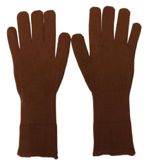 Dolce & Gabbana Brown Cashmere Knitted Hands Mitten Mens Gloves - - Dolce & Gabbana.