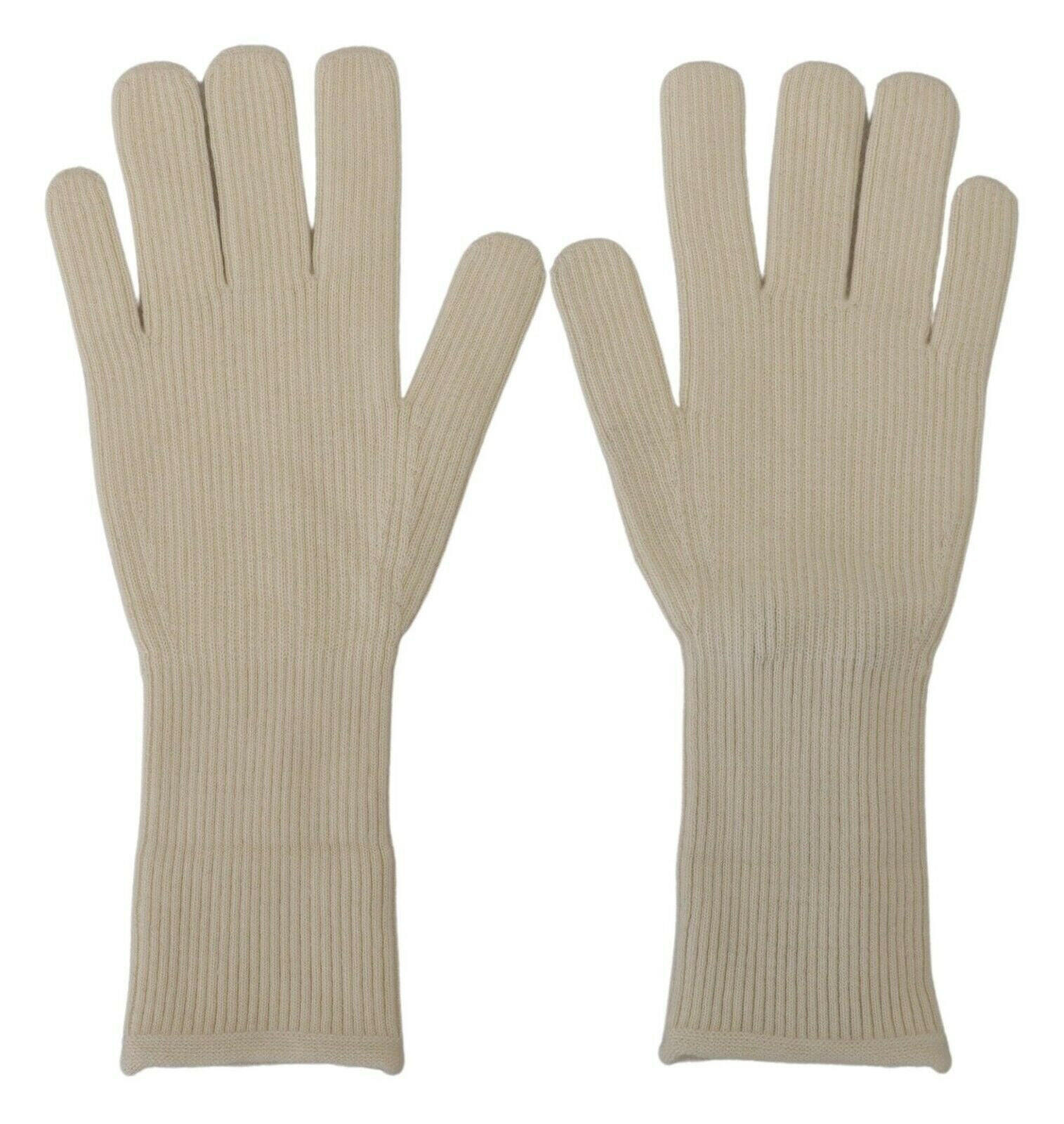 Dolce & Gabbana White Cashmere Knitted Hands Mitten Mens Gloves - - Dolce & Gabbana.