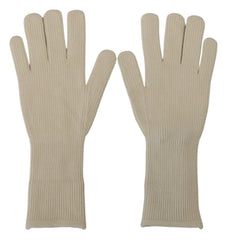 Dolce & Gabbana White Cashmere Knitted Hands Mitten Mens Gloves - - Dolce & Gabbana.