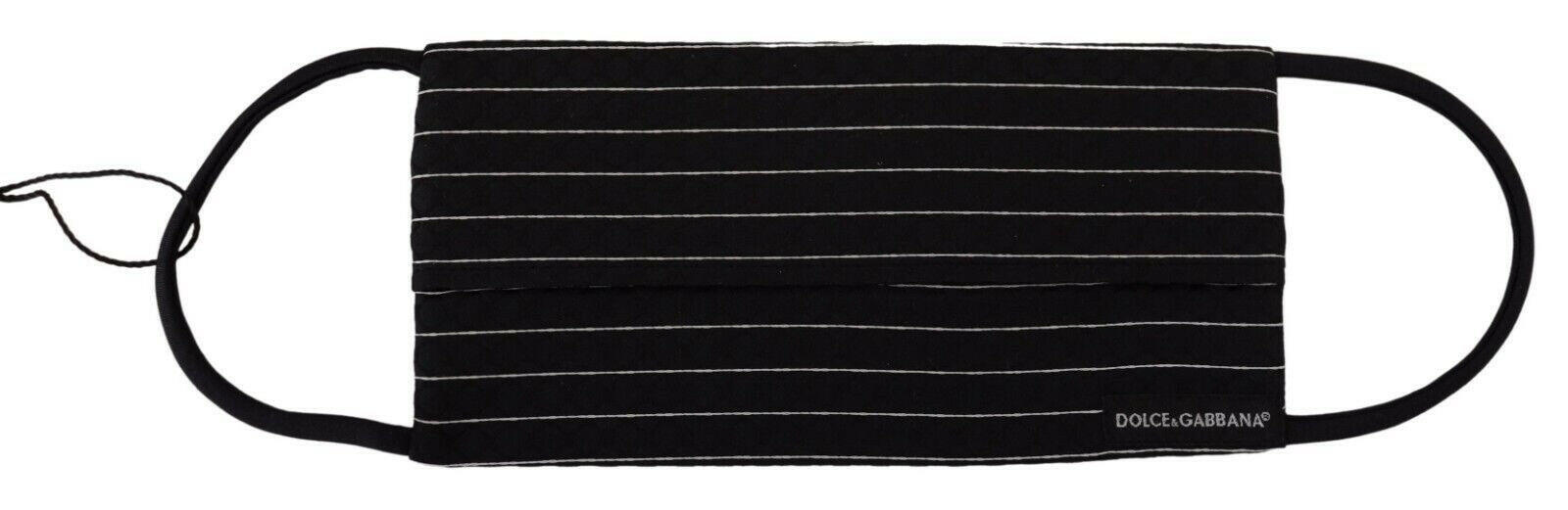 Dolce & Gabbana Black White Stripes Elastic Ear Strap One Size Face Mask - - Dolce & Gabbana.