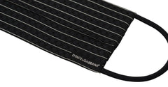 Dolce & Gabbana Black White Stripes Elastic Ear Strap One Size Face Mask - - Dolce & Gabbana.