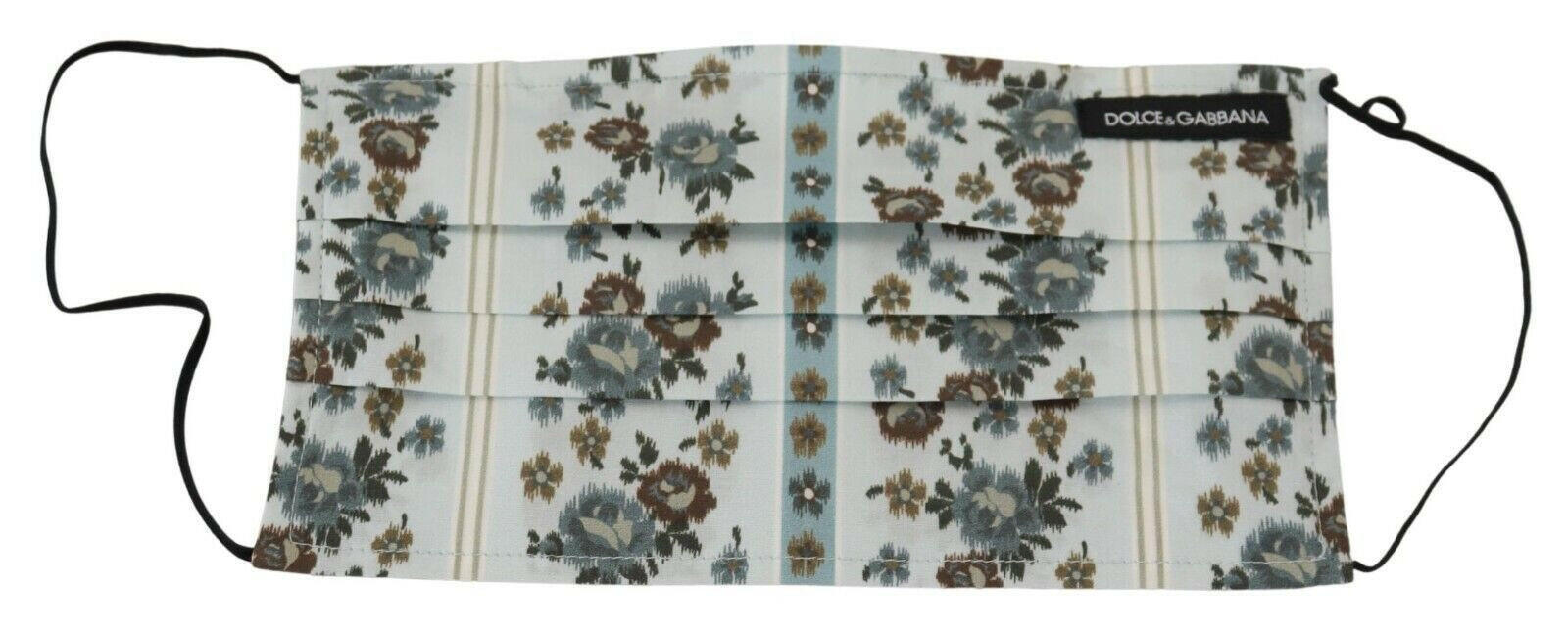 Dolce & Gabbana White Floral Cotton Pleated Elastic Ear Strap Face Mask - - Dolce & Gabbana.