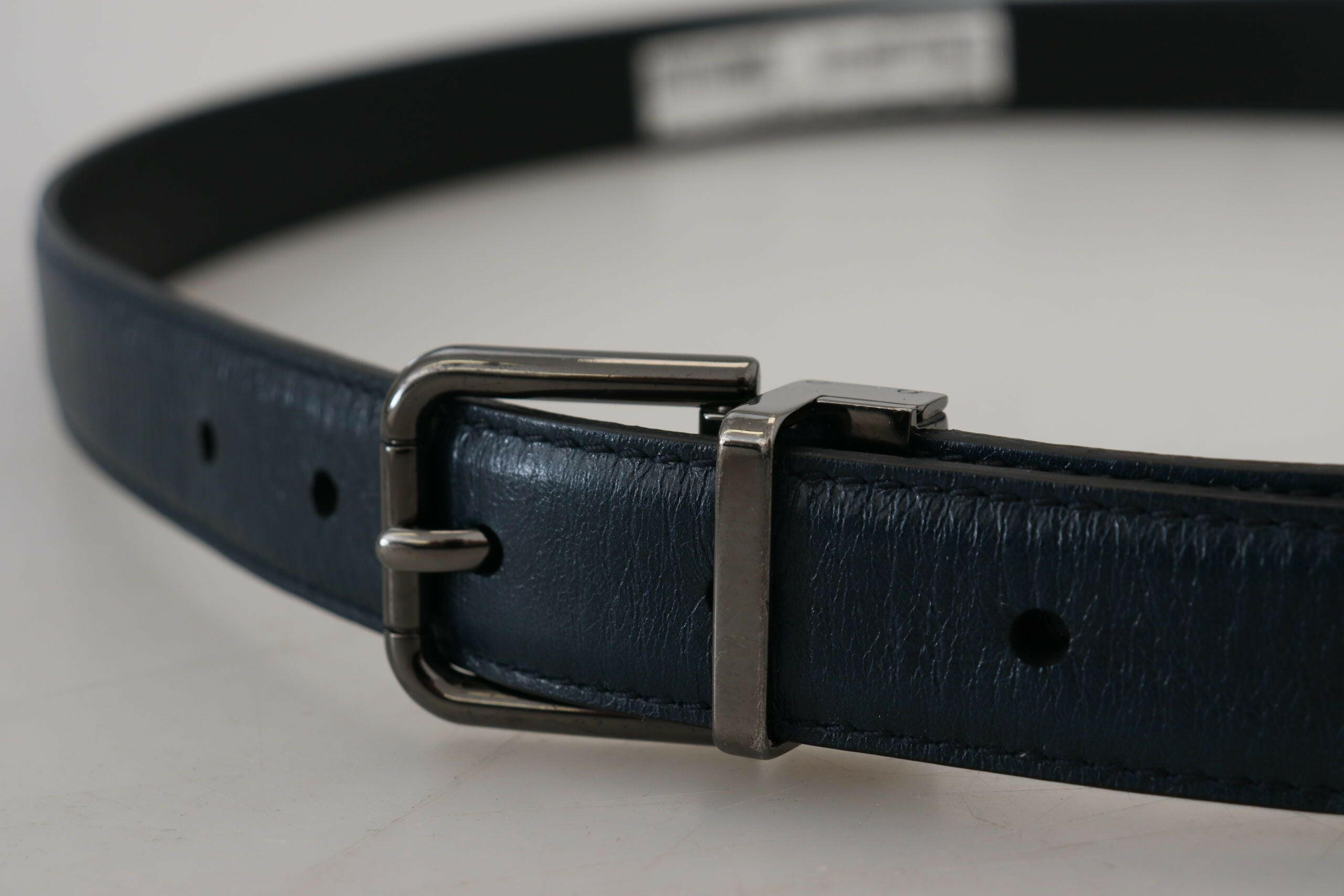 Dolce & Gabbana Blue Leather Silver Metal Buckle Vintage Belt -   -  Dolce & Gabbana. Dolce & Gabbana Blue Leather Silver Metal Buckle Vintage Belt -   -  Dolce & Gabbana.