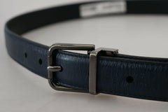 Dolce & Gabbana Blue Leather Silver Metal Buckle Vintage Belt -   -  Dolce & Gabbana.
