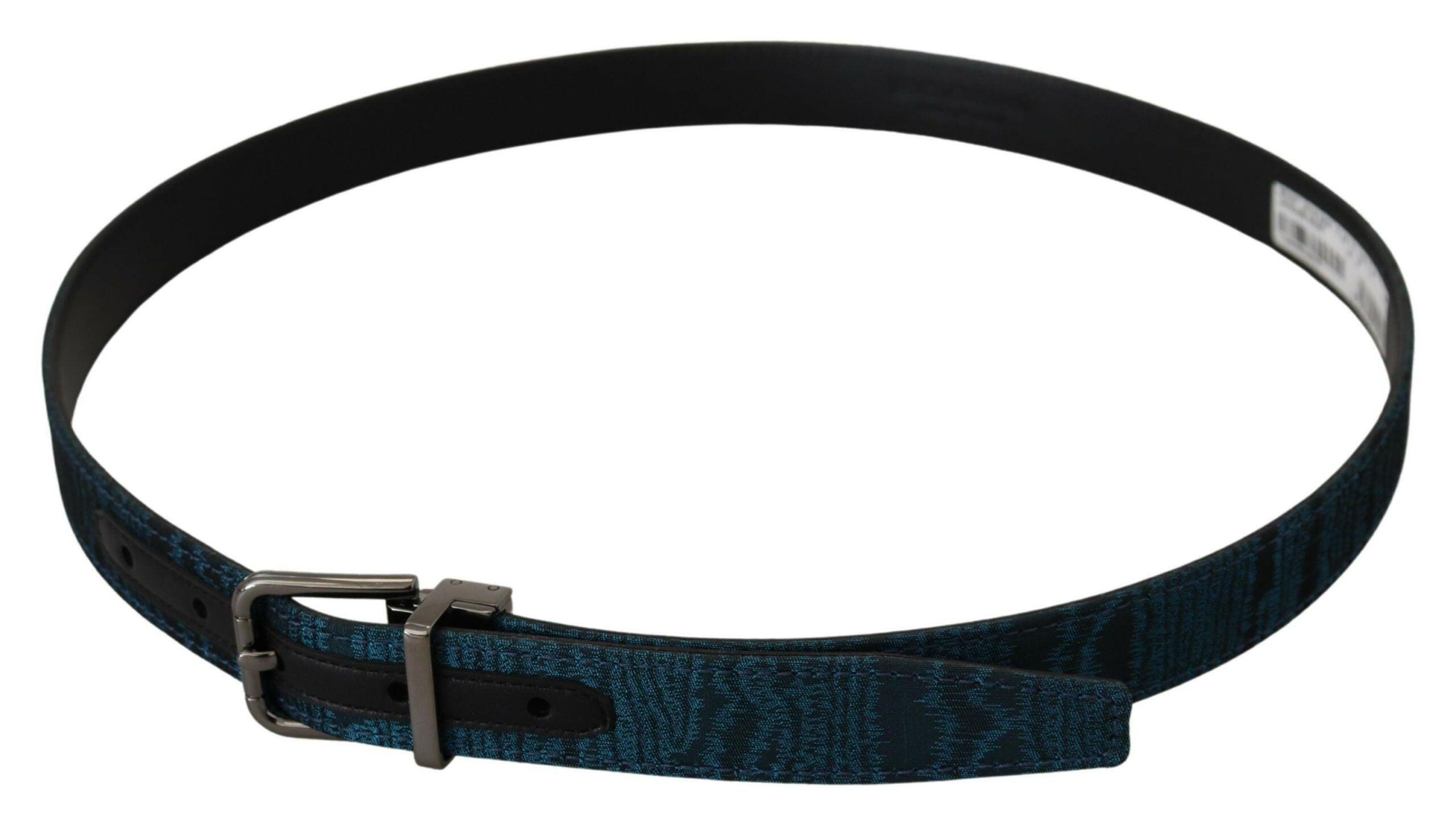 Dolce & Gabbana Blue Jacquard Moire Silver Metal Belt Men -   -  Dolce & Gabbana. Dolce & Gabbana Blue Jacquard Moire Silver Metal Belt Men -   -  Dolce & Gabbana.