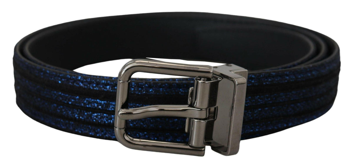 Dolce & Gabbana Blue Jacquard Stripe Silver Buckle Belt -   -  Dolce & Gabbana.