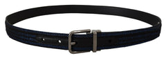 Dolce & Gabbana Blue Jacquard Stripe Silver Buckle Belt -   -  Dolce & Gabbana.