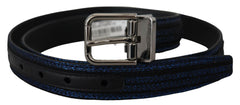 Dolce & Gabbana Blue Jacquard Stripe Silver Buckle Belt -   -  Dolce & Gabbana.