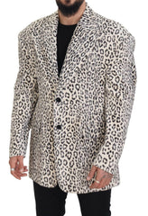 Dolce & Gabbana White Leopard Single Breasted Coat Blazer -   -  Dolce & Gabbana.