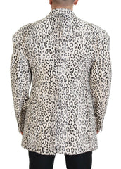 Dolce & Gabbana White Leopard Single Breasted Coat Blazer -   -  Dolce & Gabbana.
