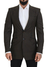 Dolce & Gabbana Black Brown Stripes Single Breasted Blazer -   -  Dolce & Gabbana.
