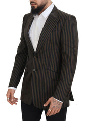 Dolce & Gabbana Black Brown Stripes Single Breasted Blazer -   -  Dolce & Gabbana.