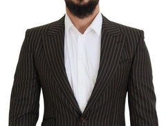 Dolce & Gabbana Black Brown Stripes Single Breasted Blazer -   -  Dolce & Gabbana.