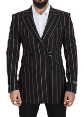 Dolce & Gabbana Black Stripes Viscose Double Breasted Blazer -   -  Dolce & Gabbana.